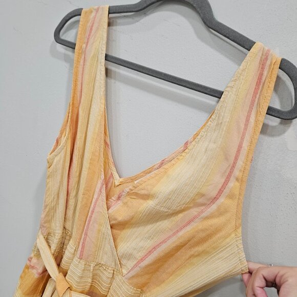 L*Space Clara Plunging Yellow Stripe Sleeveless Double M Slit Maxi Dress‎ Medium - Picture 5 of 11